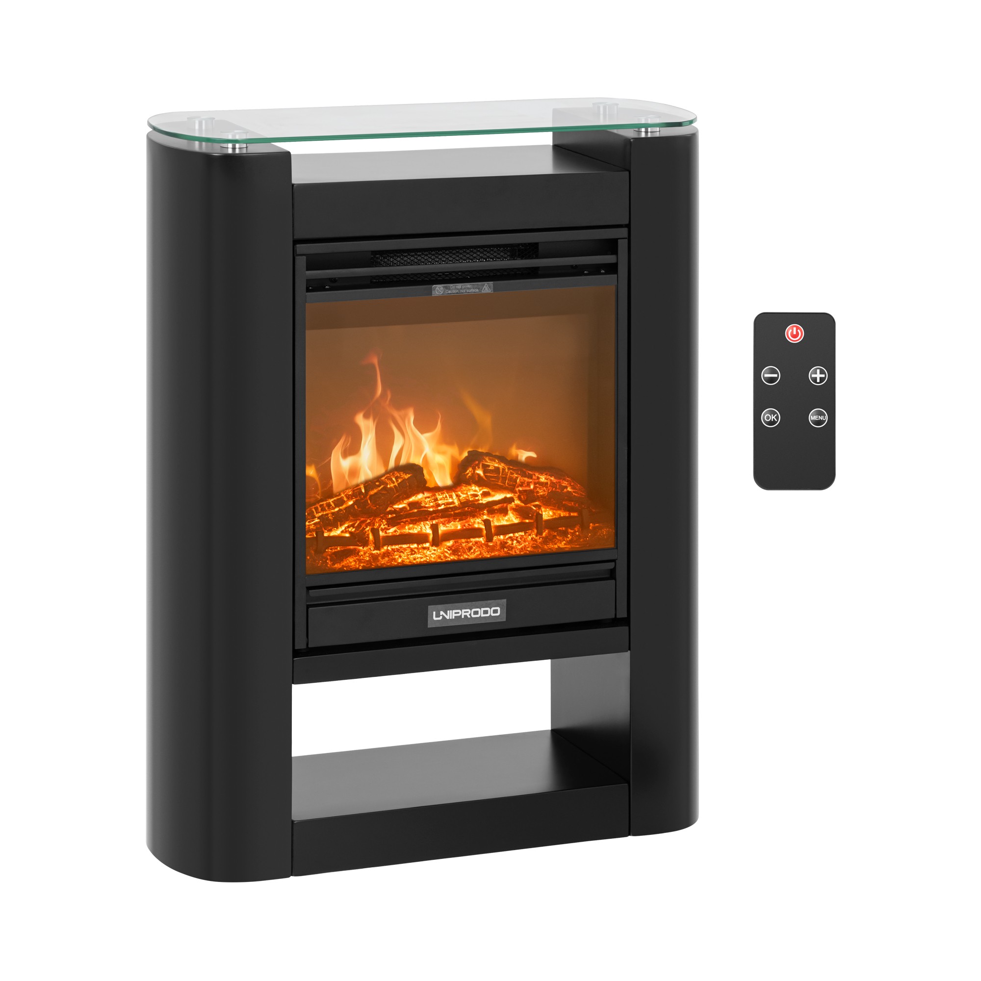 Uniprodo Elektrokamin - mit Heizfunktion - 1,8 kW - 2 Leistungsstufen - modernes Design