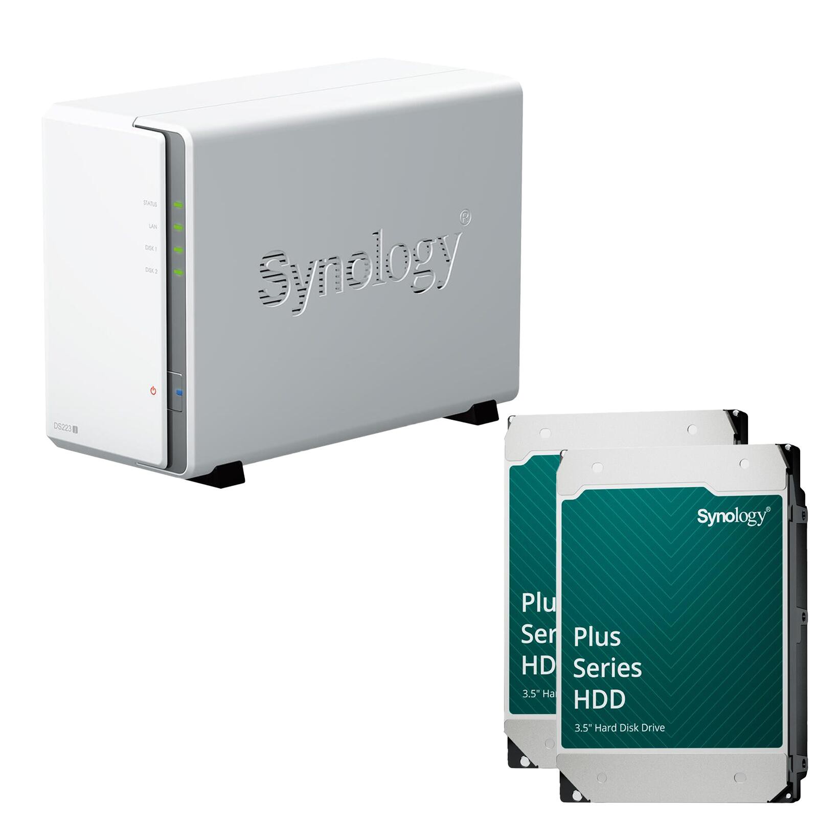Synology DiskStation DS223J 2 Einschübe NAS-Server Leergehäuse + 2x Synology Plus 3.5