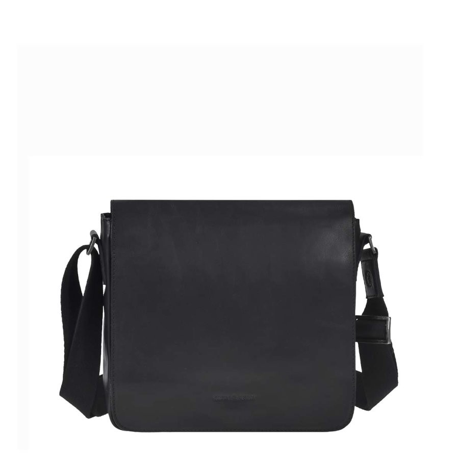 Umhängetasche Leder 26x23cm Pure Black 1107-20 | Greenburry.de