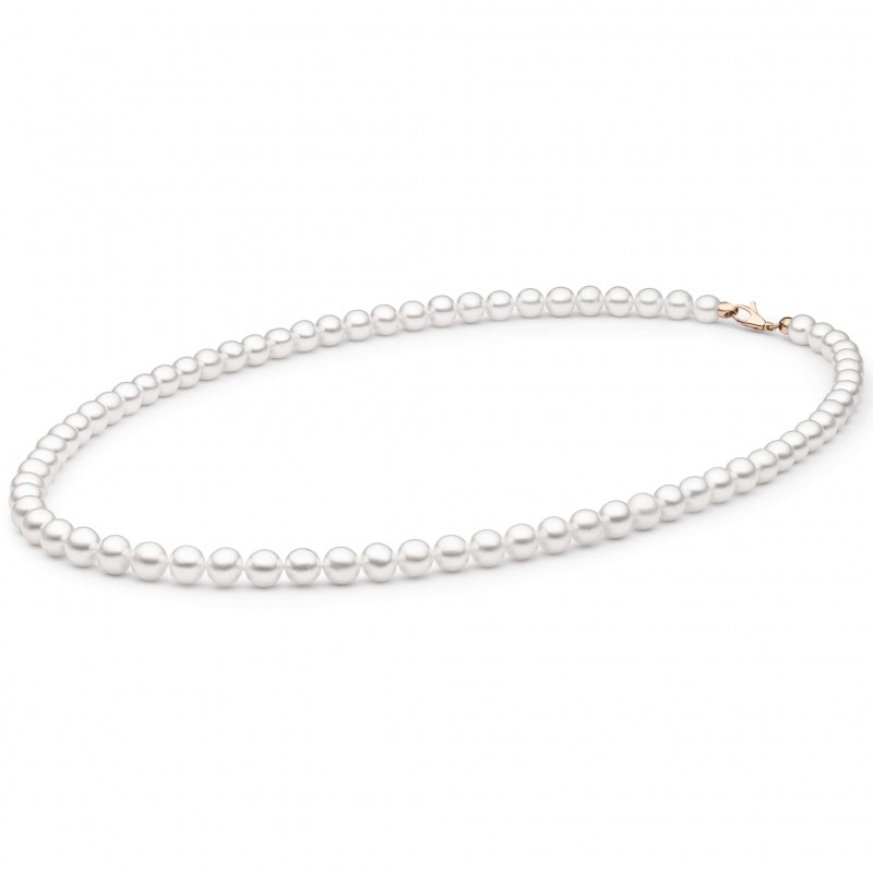 Gaura Pearls Perlenkette - weiß, klassisch, 50 cm, 585 Roségold
