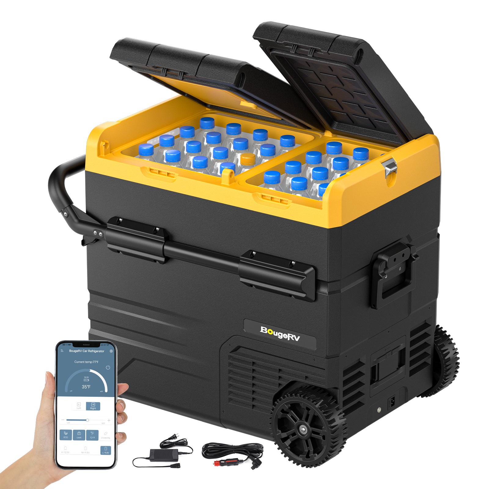 55L 12V Doppelzone Doppeltür Tragbarer Auto Kühlschrank