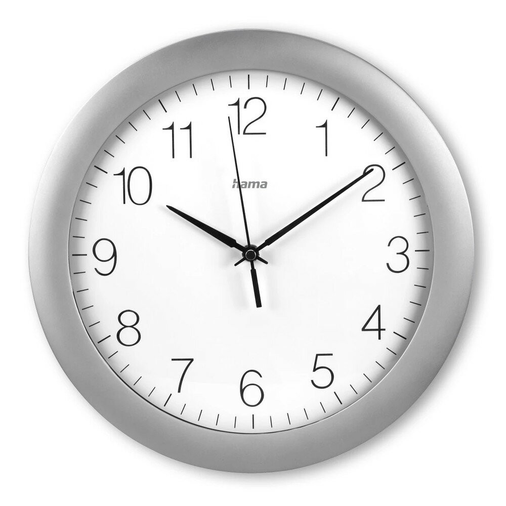 Hama Teneriffa Analoge Uhr Rund Silber, Weiß