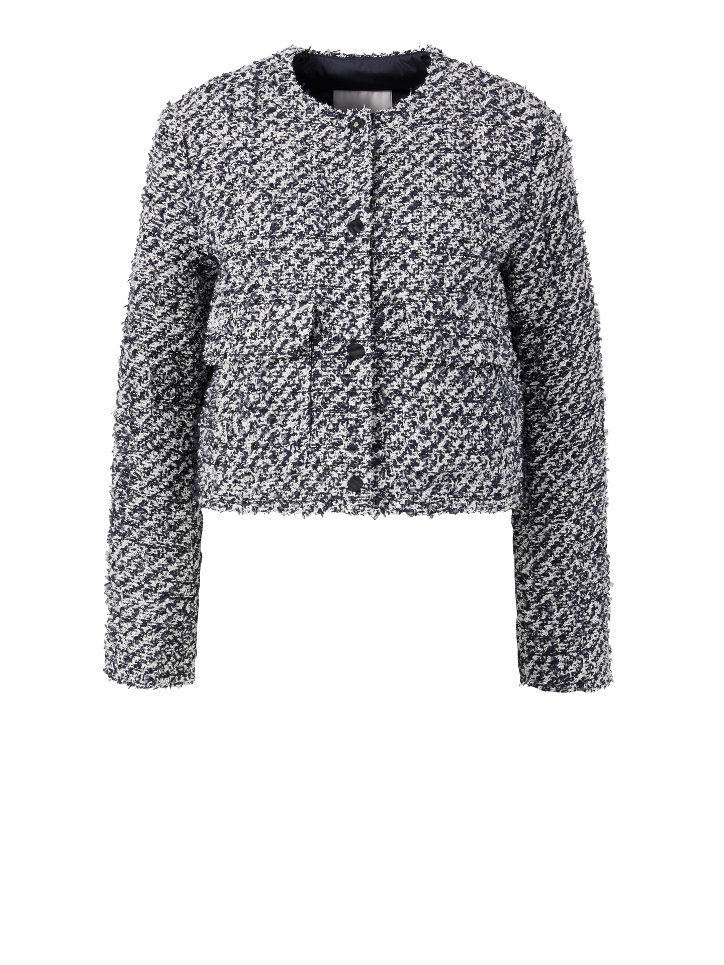 Daunenjacke aus Tweed 'Dauphin' Blau/Weiß