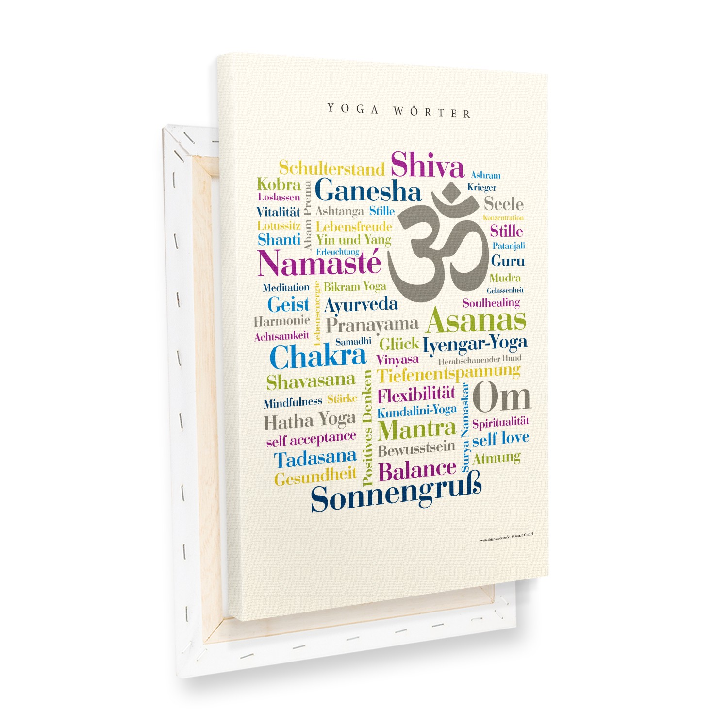 Leinwand Yoga Wörter - Keilrahmen
