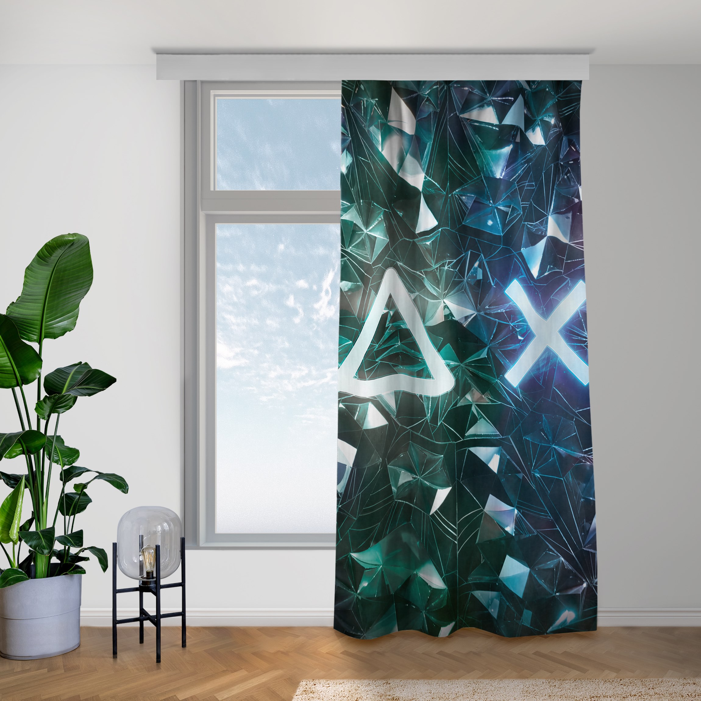 Vorhang Controller Symbole in Kristallen