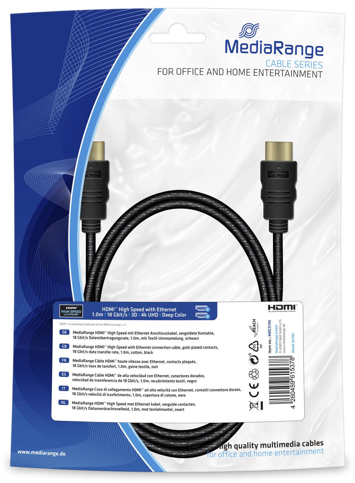 MediaRange HDMI-Kabel MRCS195 1 m