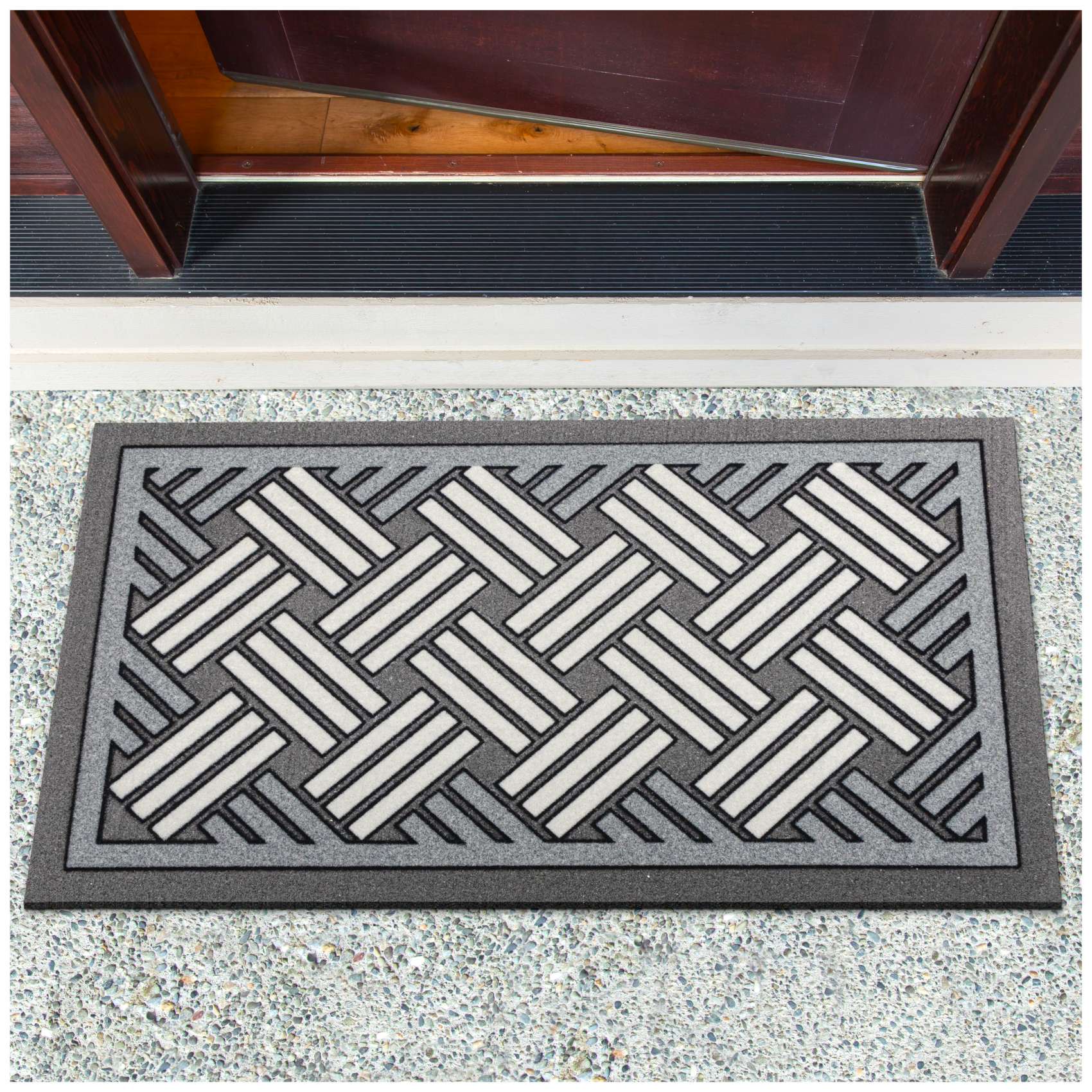 Schmutzfangmatte Fußmatte Türvorleger rutschfest Flechtwerk Grau 40x68cm