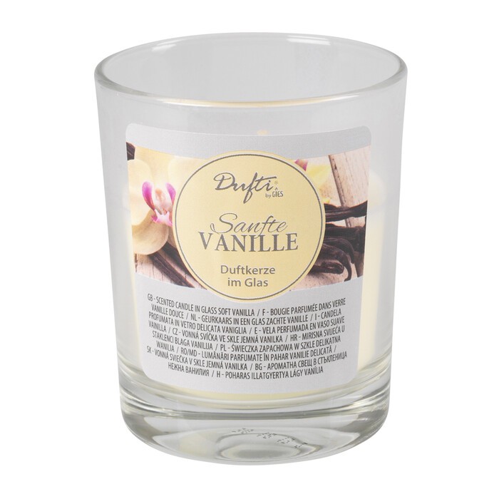 GIES Duftkerze im Glas Sanfte Vanille 8,6 x 7 cm creme