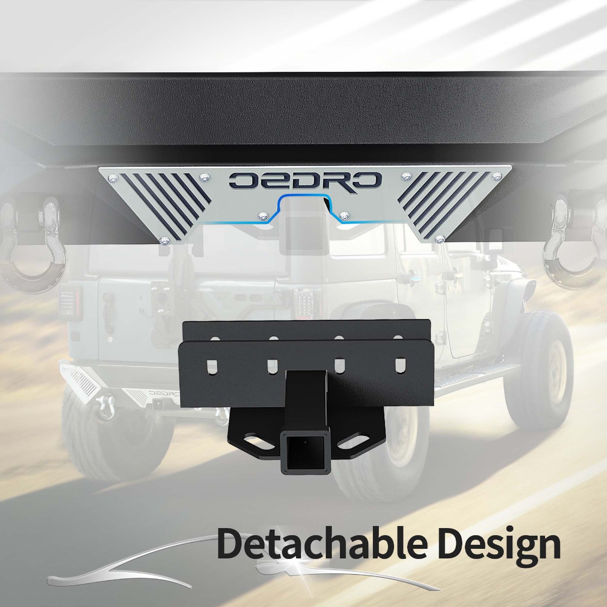 Rear Bumper for 07-18 Wrangler JK with Hitch Receiver & D-Rings