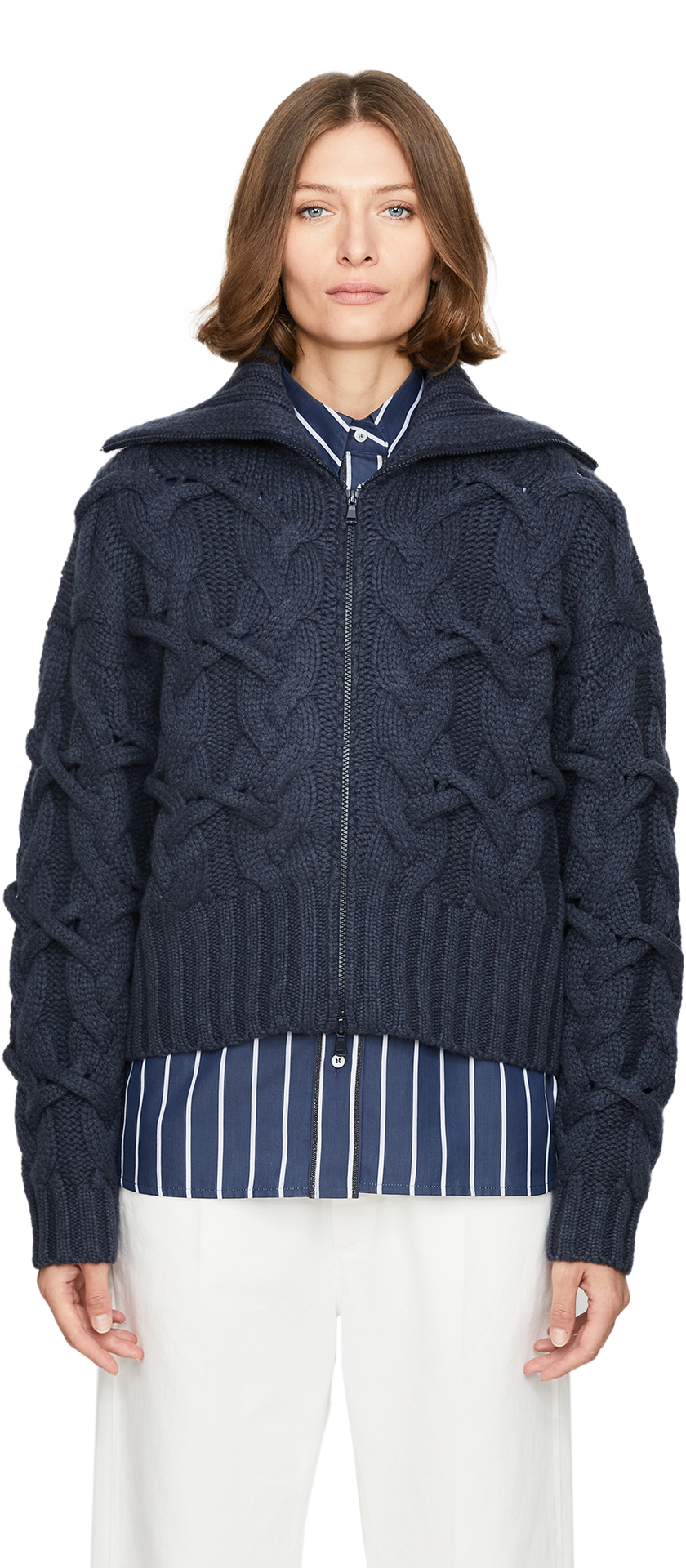 Cashmere-Strickjacke Dunkelblau