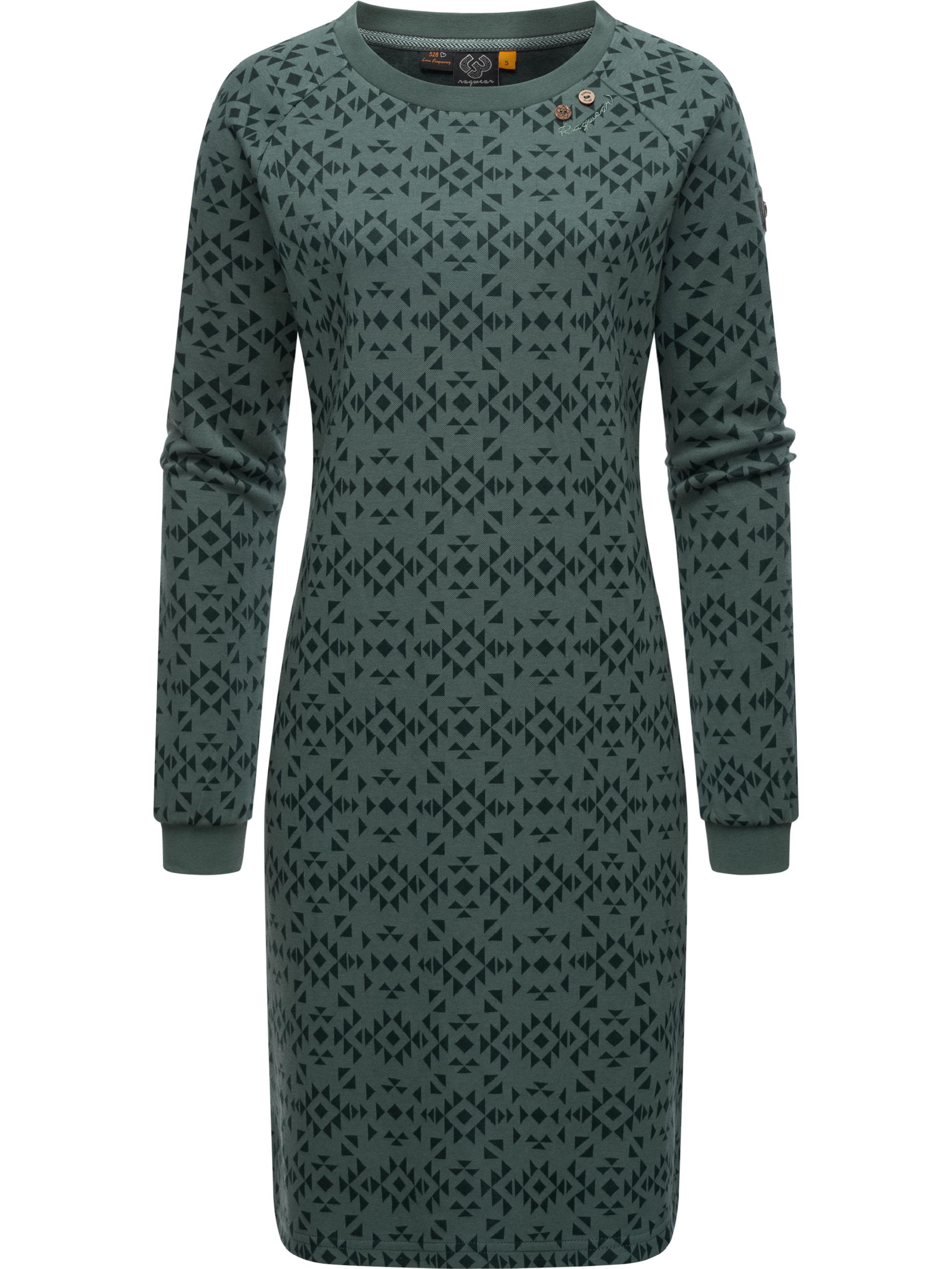 Jersey Shirtkleid Langarm Sweatkleid Winterkleid Dassa Aztec Pine Green XL