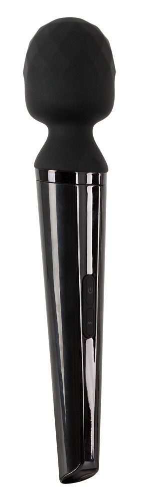 Massagestab Rechargeable Wand Vibrator mit 2 Aufsätzen Schwarz