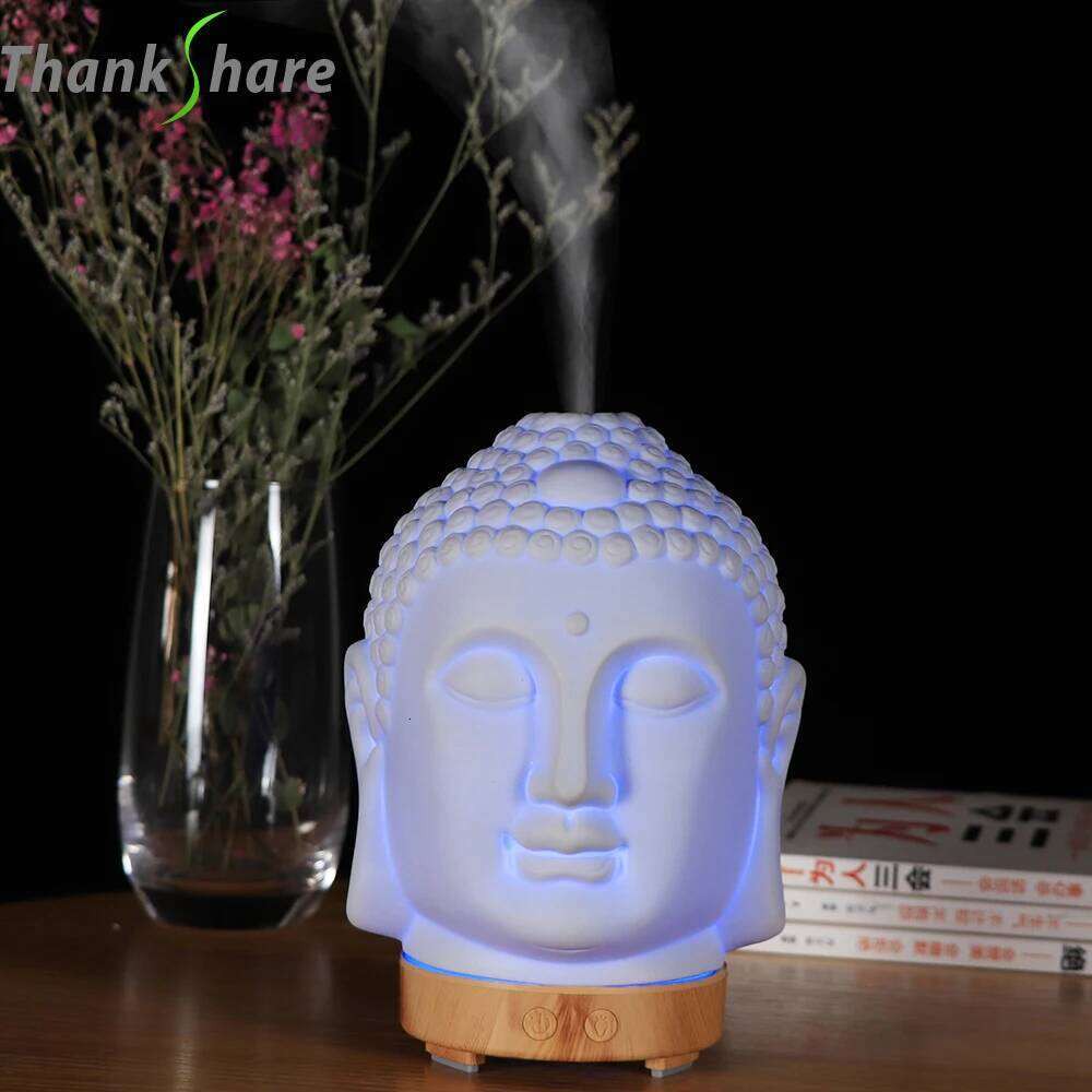 100ml Diffuser Buddha head Humidifier With Night Lamp Aromatherapy Mist Foger Maker Essential Oil Diffuse For Home