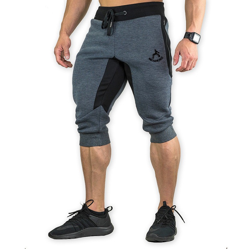 Januarysnow Shorts Casual Hommes Coton Pantalon 3/4 Jogger Capri respirant en dessous du genou Pantalon court avec poches Trois