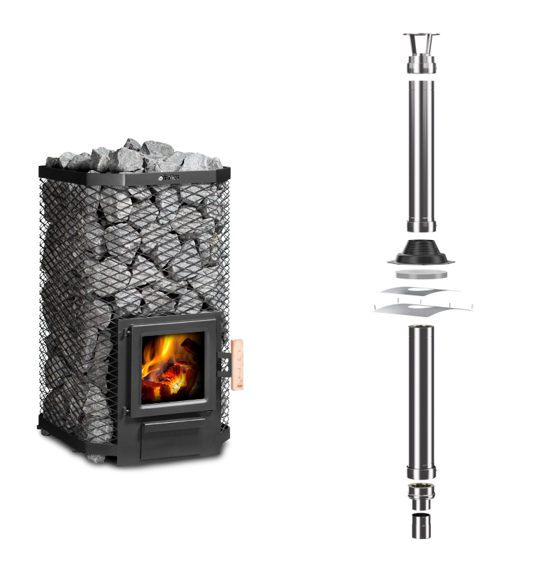 FinTec Saunaofen Arthur / Leistung 17,5 kW + FinTec Schornstein durch die Decke