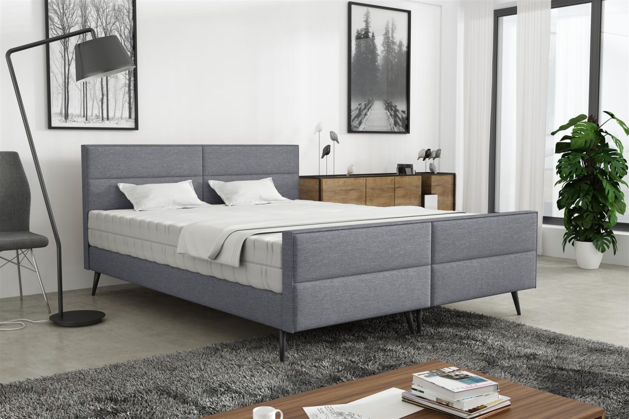 Polsterbett Doppelbett CREMONA 180x200cm Stoff Gemma Dunkelgrau ohne Matratze