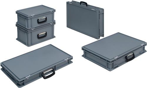 Ku.-Koffer L400xB300xH233mm, PP 1 Griff Schiebeverschluss grau 20l