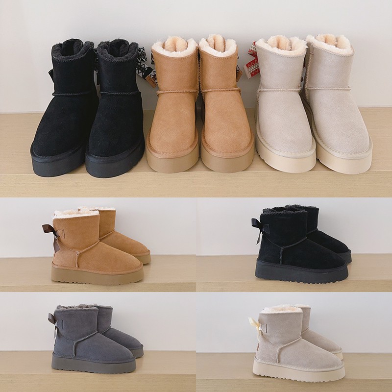 Femmes Bailey Bowties Platform Boots Designer Classic Ultra Mini Boot Snow Boot Fashion Casual Shoes Courtettes en peluche Gérothes Gérothes d'hi