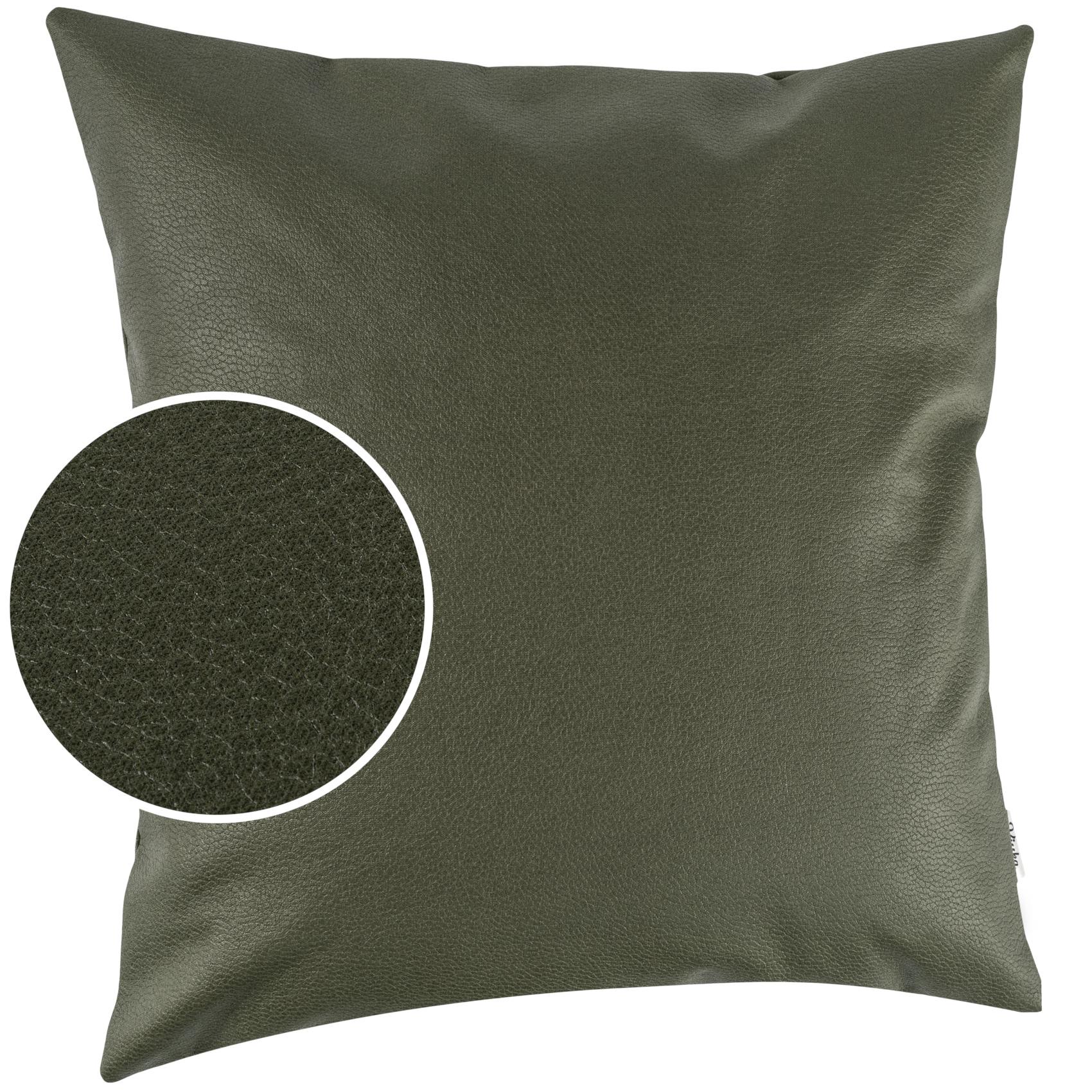 Kunstlederkissen Kissenbezüge Sofakissen Dekokissen Kissenhülle Kunstleder Kissen atmungsaktiv Lederkissen 4 Größen Kumo Grün 40x40cm Ohne Füllung