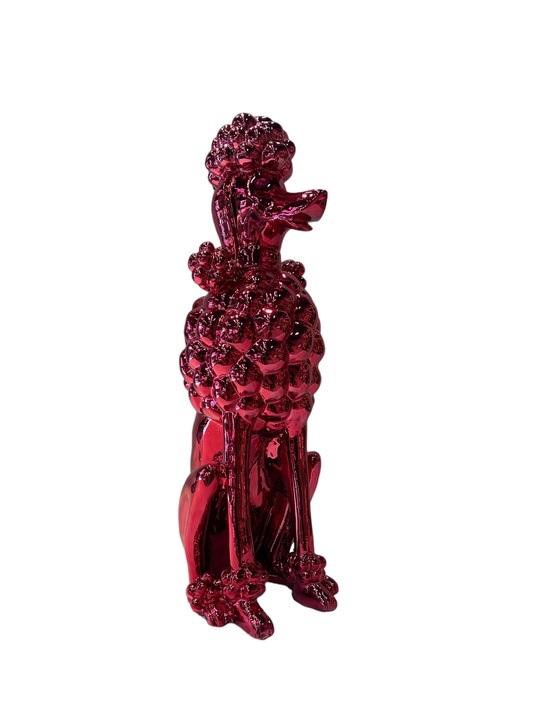Design Pudel Figur Statue Skulptur Figuren Rot Dekoration Skulpturen Statuen Neu