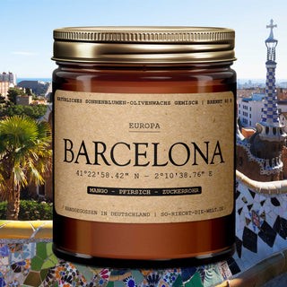 Barcelona Duftkerze - Mango | Pfirsich | Zuckerrohr - 2er Pack ( 5 Euro sparen )