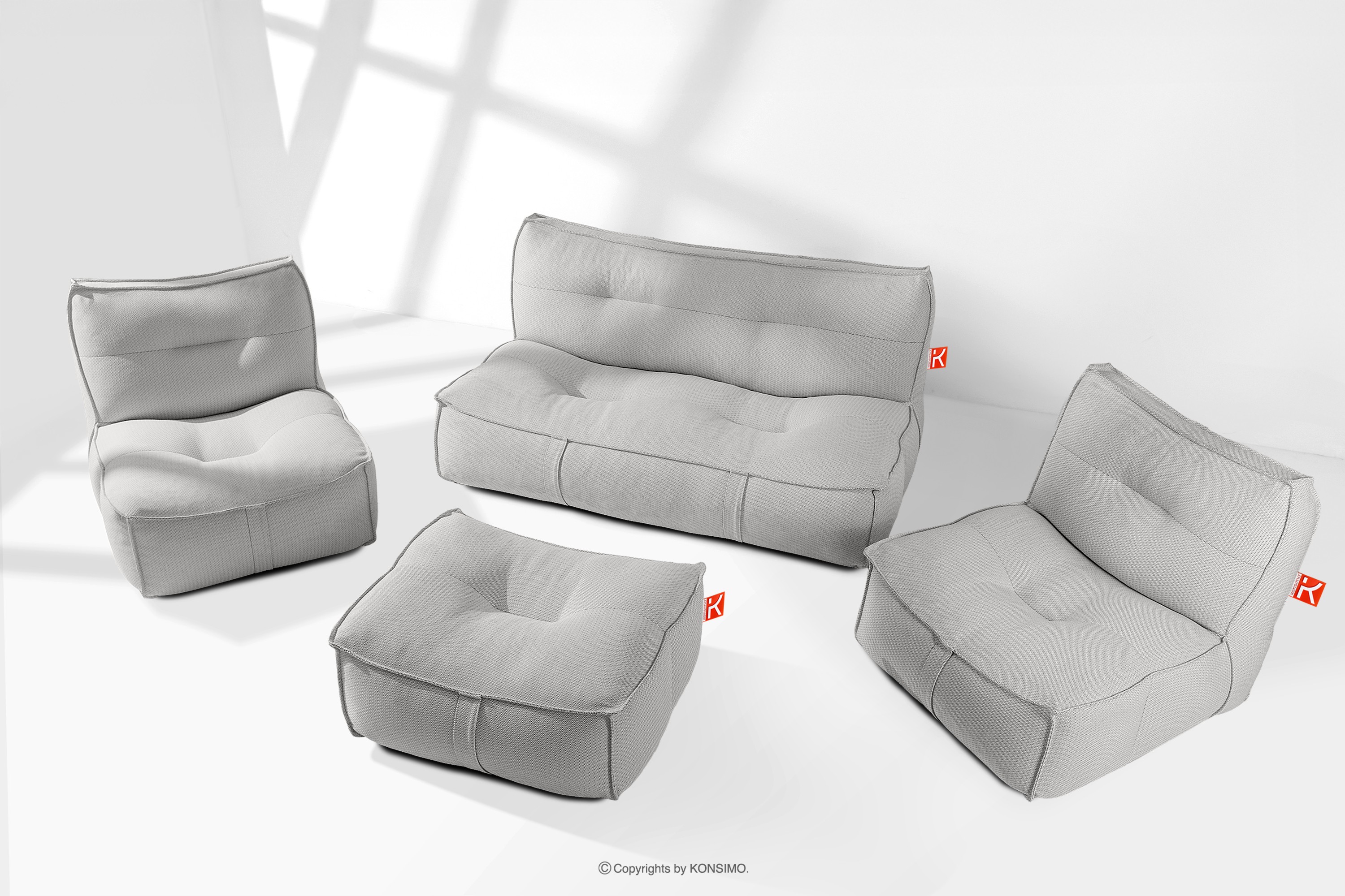 Weiche Gartenmöbel aus Outdoor-Gewebestoff dunkelgrau/weiß LOVIA