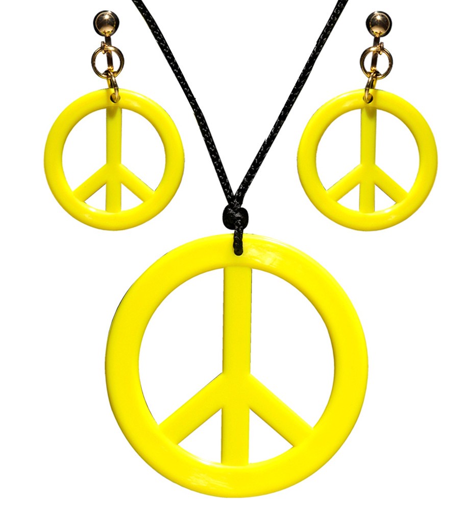 Hippie Peace Schmuckset in Gelb