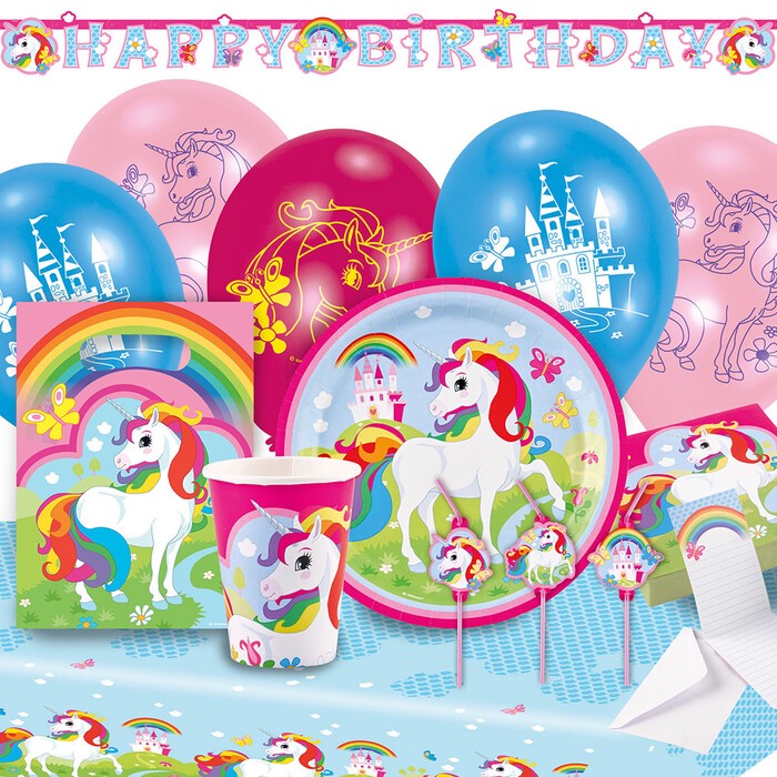 Party-Set Einhorn 60-teilig mehrfarbig