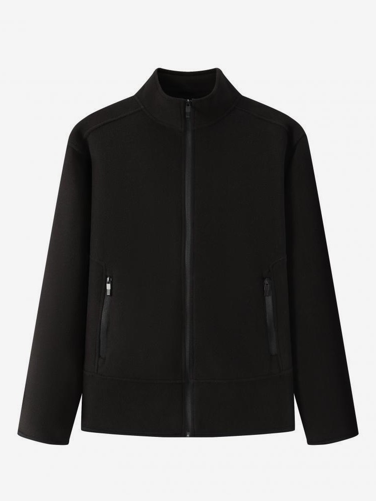 Herren Fleecejacke Langärmlig Einfarbig Outdoorjacke Mit Taschen