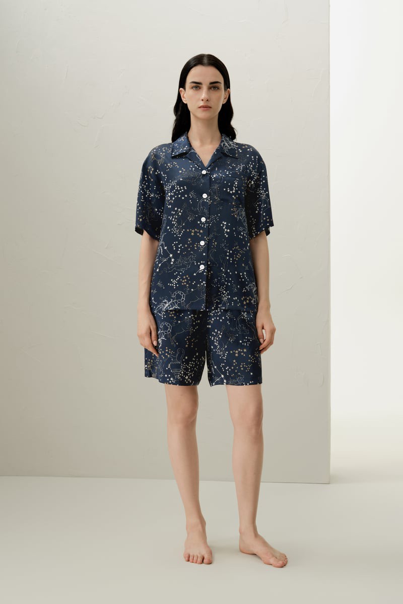 LILYSILK Kurzärmliger Pyjama Mit Sternzeichen Skorpion Elegantes Design Deutschland Skorpion XL