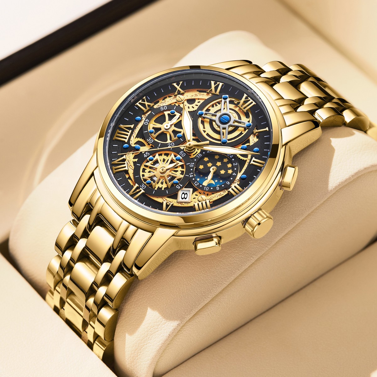 LIGE New Fashion Watch Business Quartz Watch Men's Watch Chronograph Watch Light Luxury Watch Mentille Multi Functional Calendar Watch