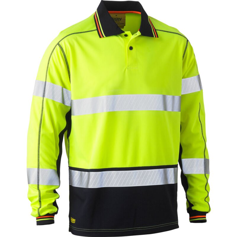 Bisley Warnschutz-Langarmshirt HI VIS LONG SLEEVE POLO Arbeitsshirt gelb L
