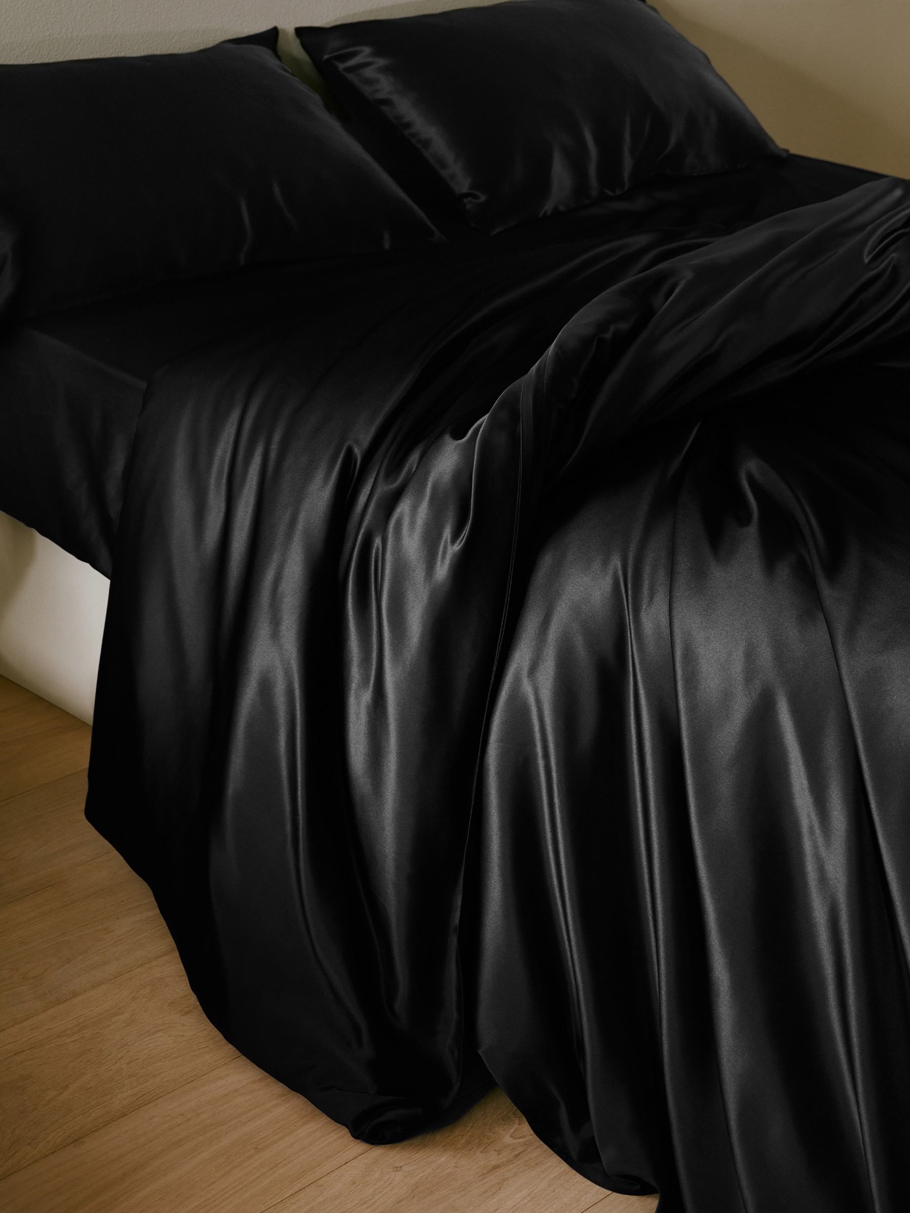 LILYSILK Bettwaesche Aus Seide Schwarz Deutschland 100% Seide Modernen Leicht Und Atmungsaktiv Bettwäsche Set 200x220cm + 2x 80x80cm