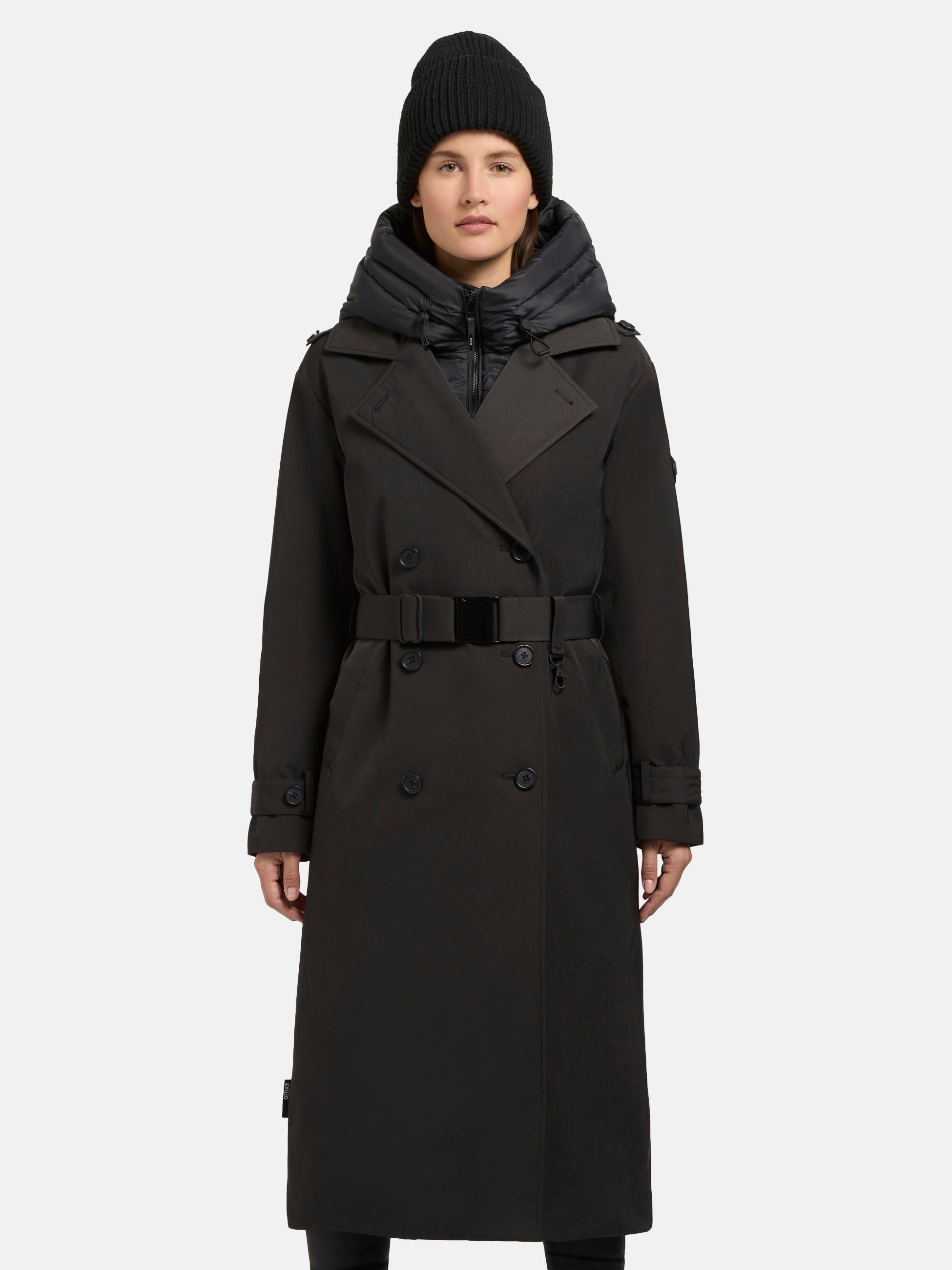 Warmer Trenchcoat mit abnehmbaren Kragen 
