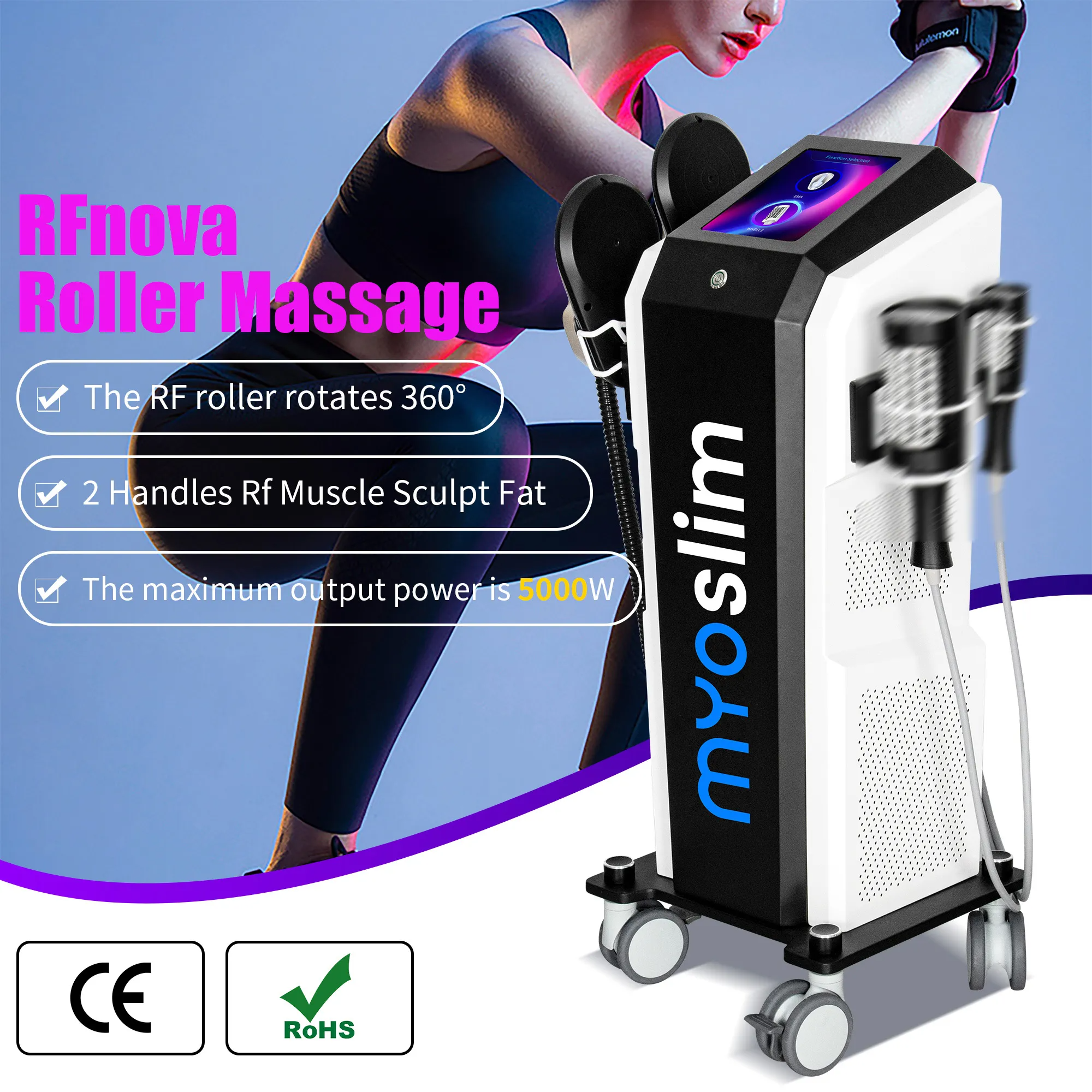 Myoslim EMS Body Contouring Roller 2 en 1 Salon de beauté de beauté minceur multimode Utilisation d'outil de levage et rafraîchissant