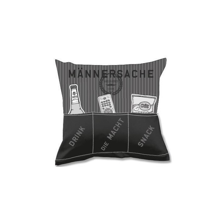 Kissen Männersache mit 3 Taschen grau