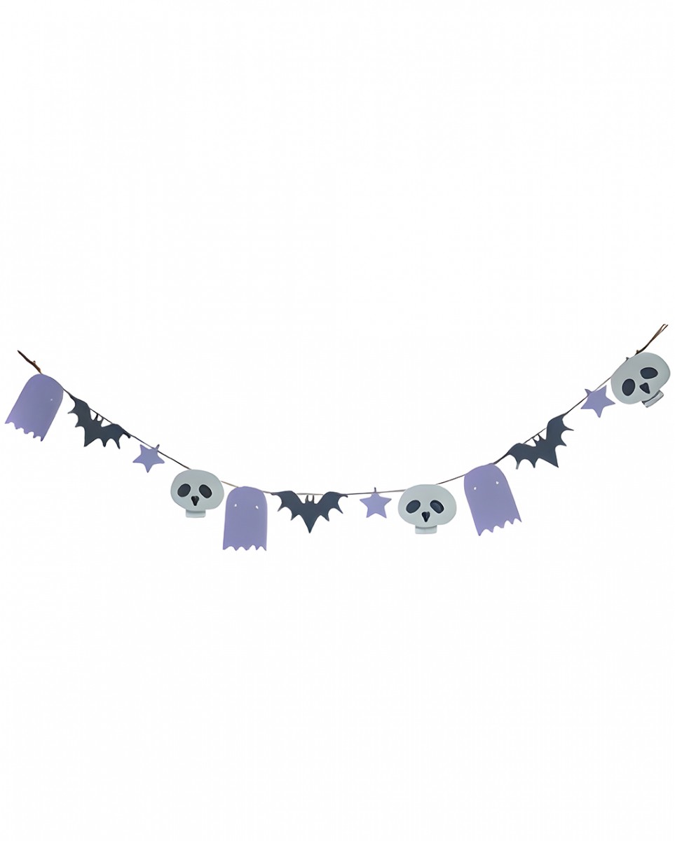 Pastell Halloween Motiv Girlande aus Holz 110cm