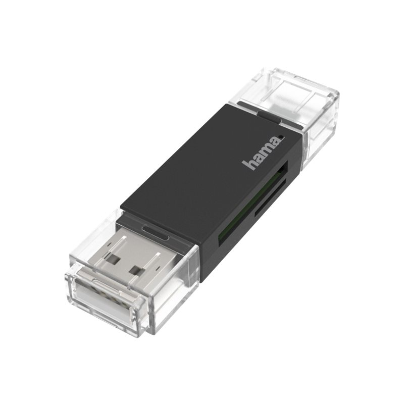 Hama USB-Kartenleser, OTG, USB-A + Micro-USB, USB 2.0, SD/microSD