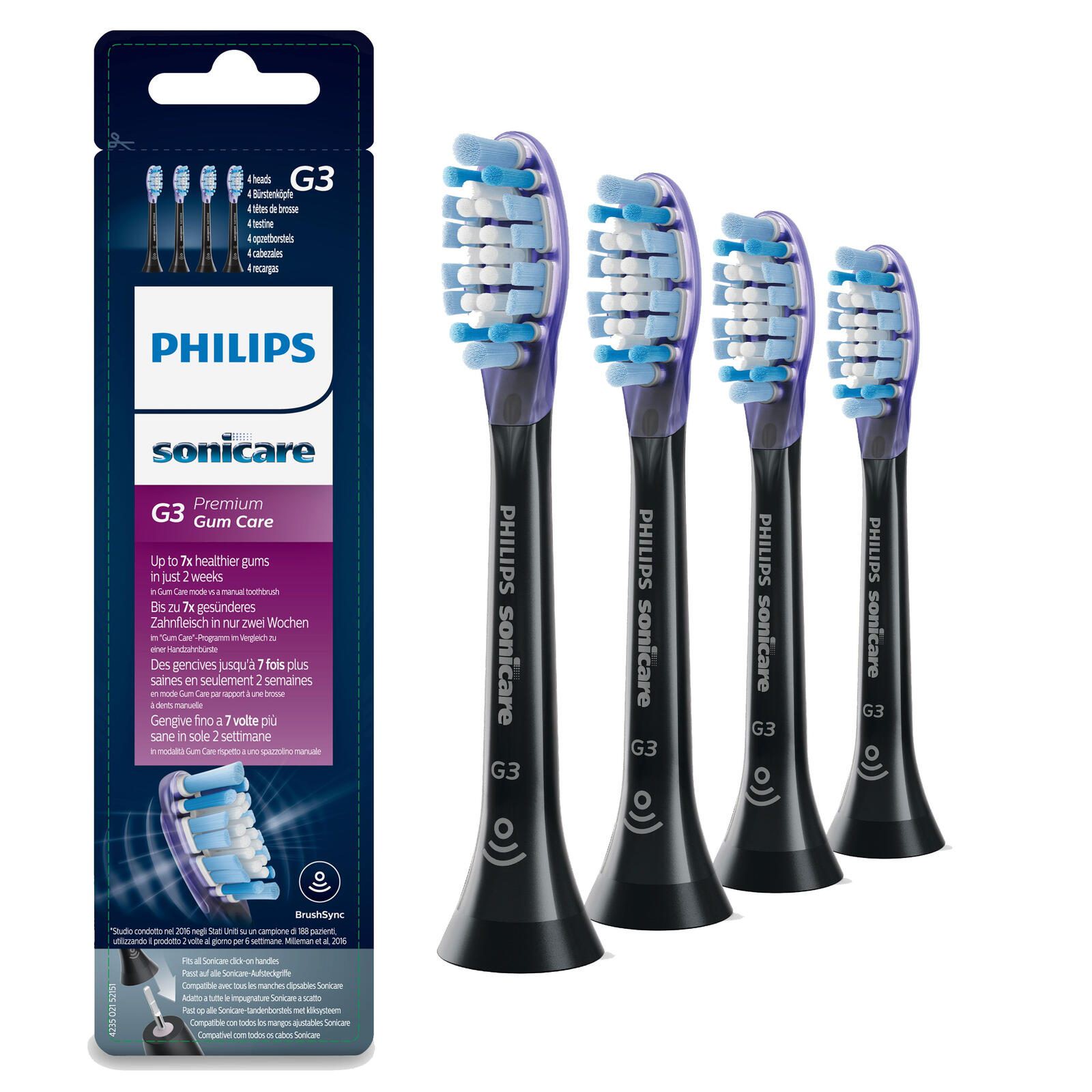 Philips Sonicare G3 Premium HX9054 Gum Care - Austausch-Bürstenkopf, 4 St