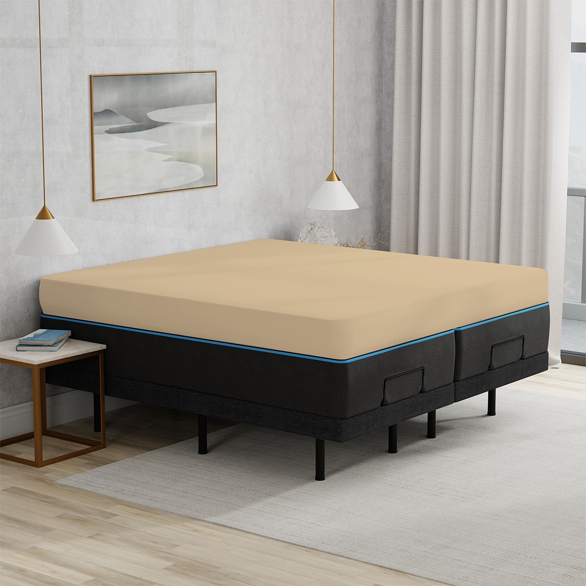 Doppeljersey-Spannbettlaken – Sand