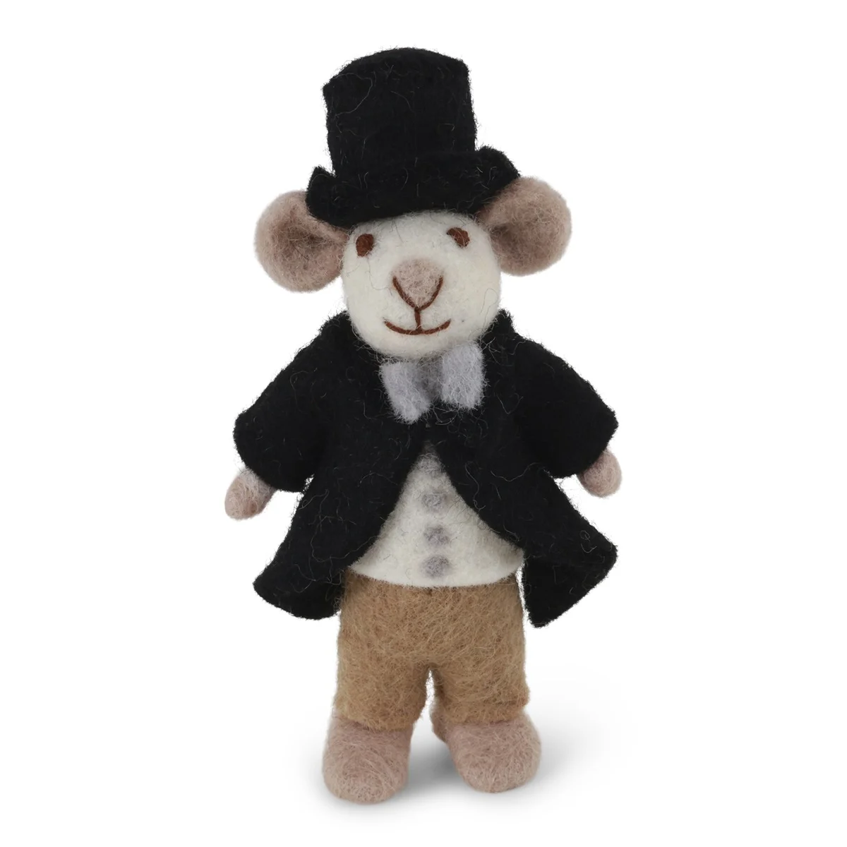 Maus Bräutigam Filz mit Anzug und Zylinder Filz 