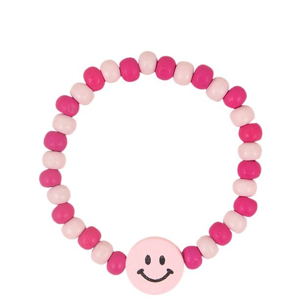 1 Rosa Holzperlen Armband Mitgebsel