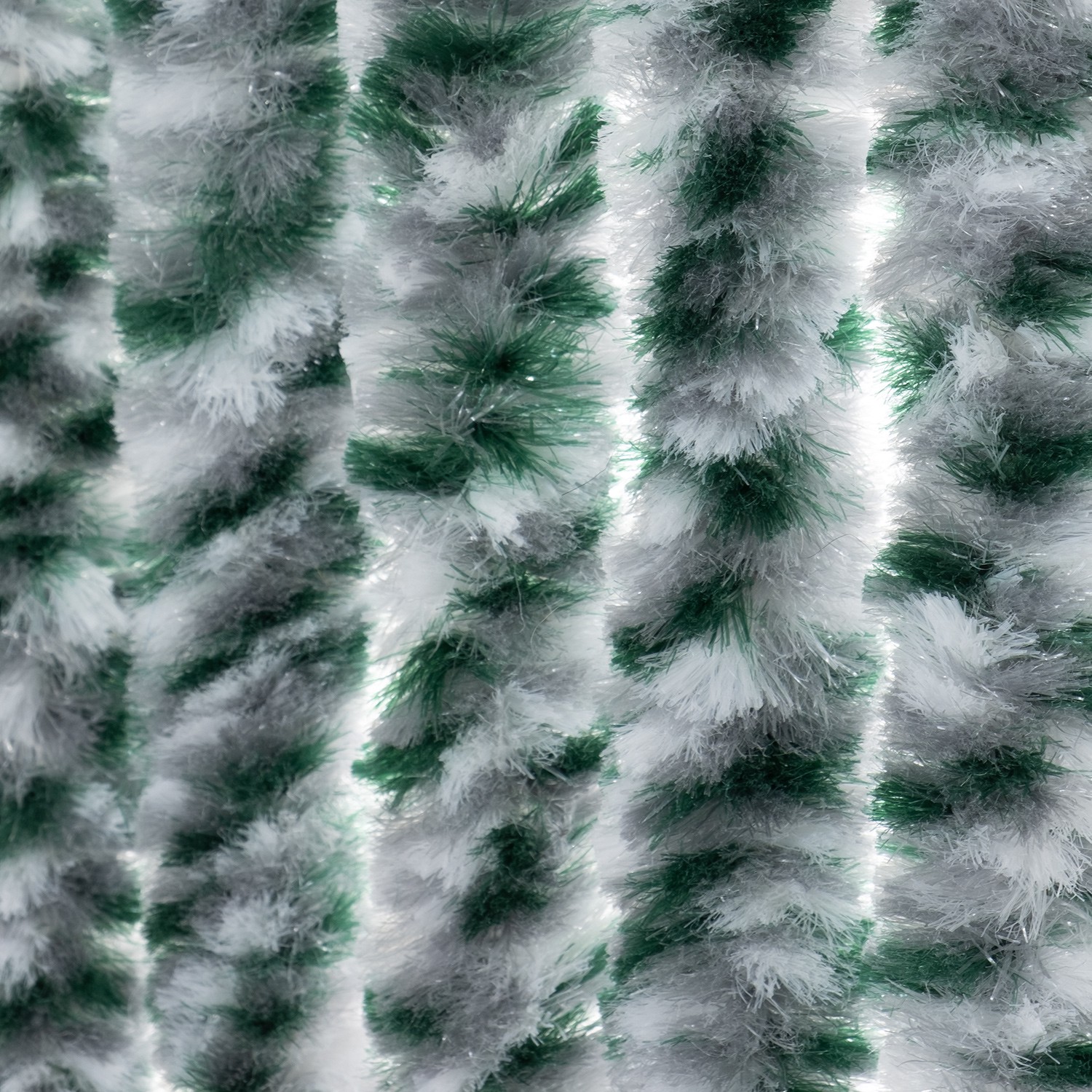 Moritz Flauschvorhang aus Chenille 90 x 200 cm weiss silber grün meliert Türvorhang als Fliegenschutz Insektenschutz für Camping Wohnwagen