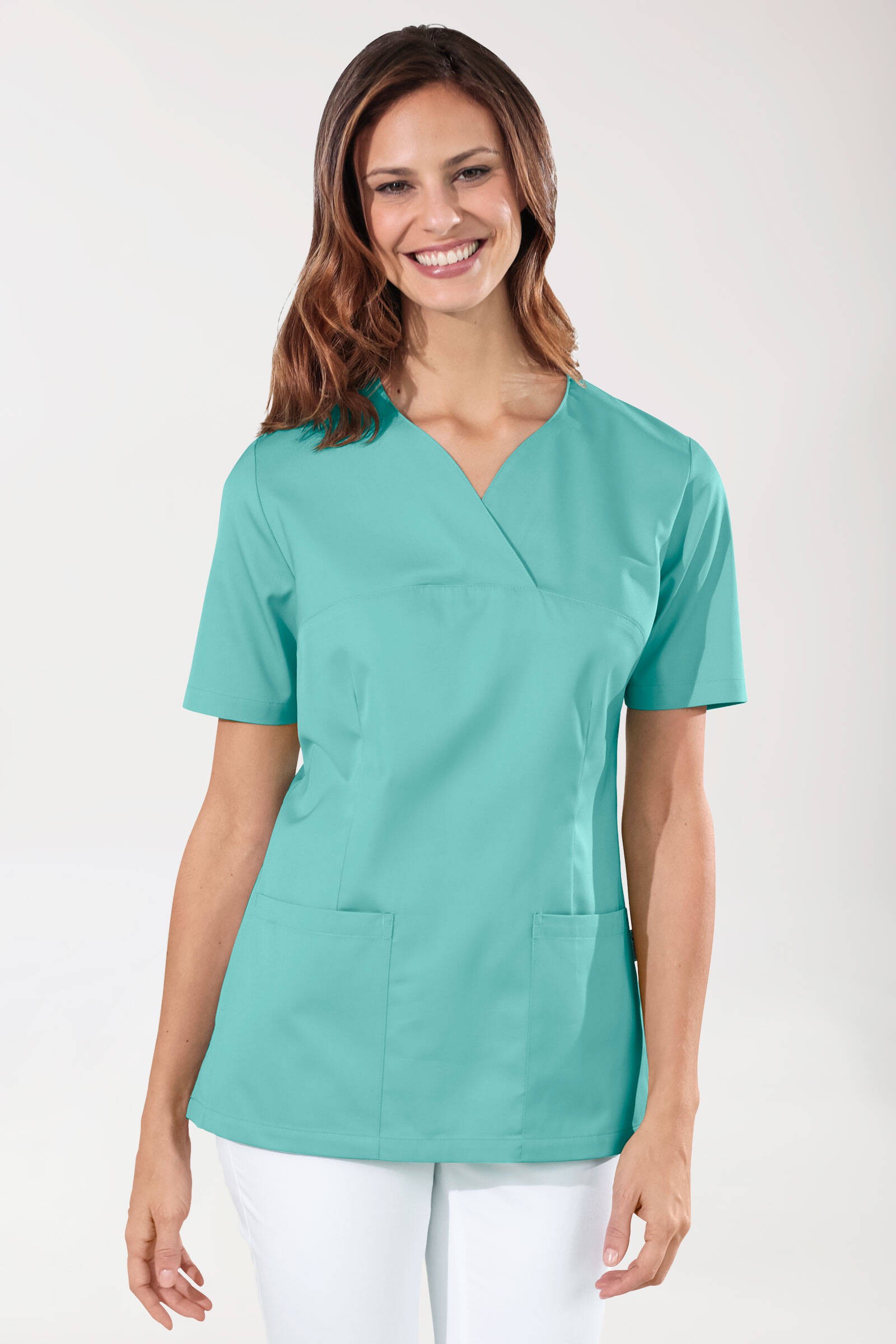 CORE Schlupfkasack Damen - Herzausschnitt aqua green - Berufsbekleidung.de