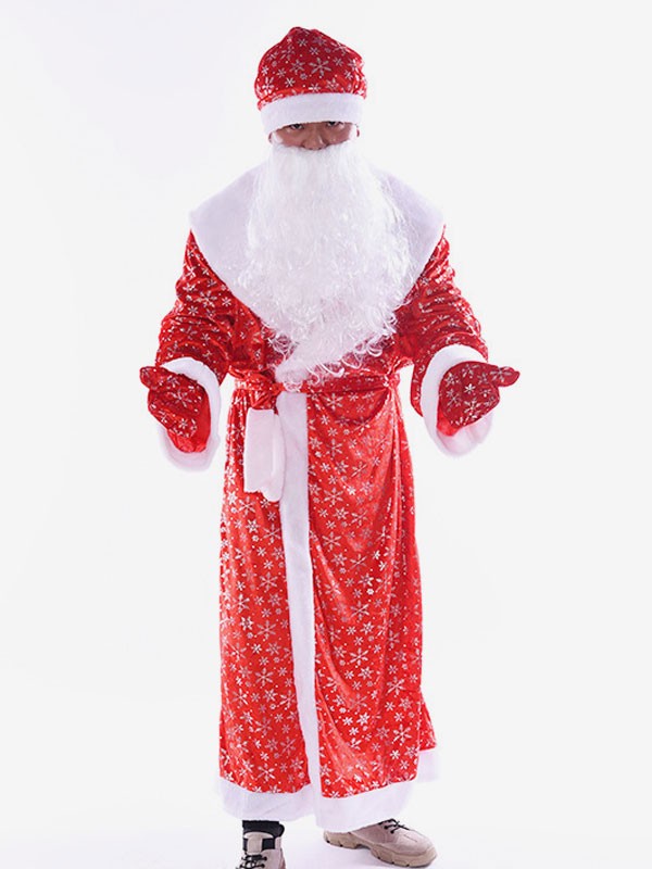 Set Weihnachten Roter Bart Mantel Hut Polyester Farbblock Weihnachtsfeiertage Kostüme