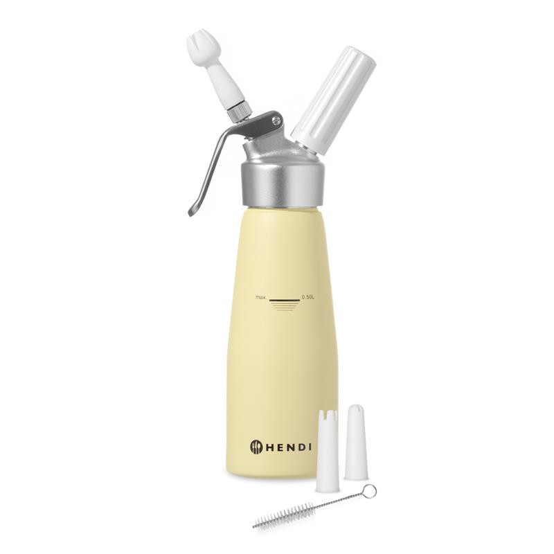 HENDI Sahnespender 0,5 L – Aluminium, taupe, inkl. Düsen & Bürste