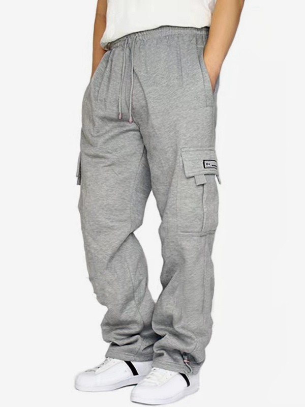 Herrenhose lässig übergroß natürliche Taille gerade Cargohose mit Taschen