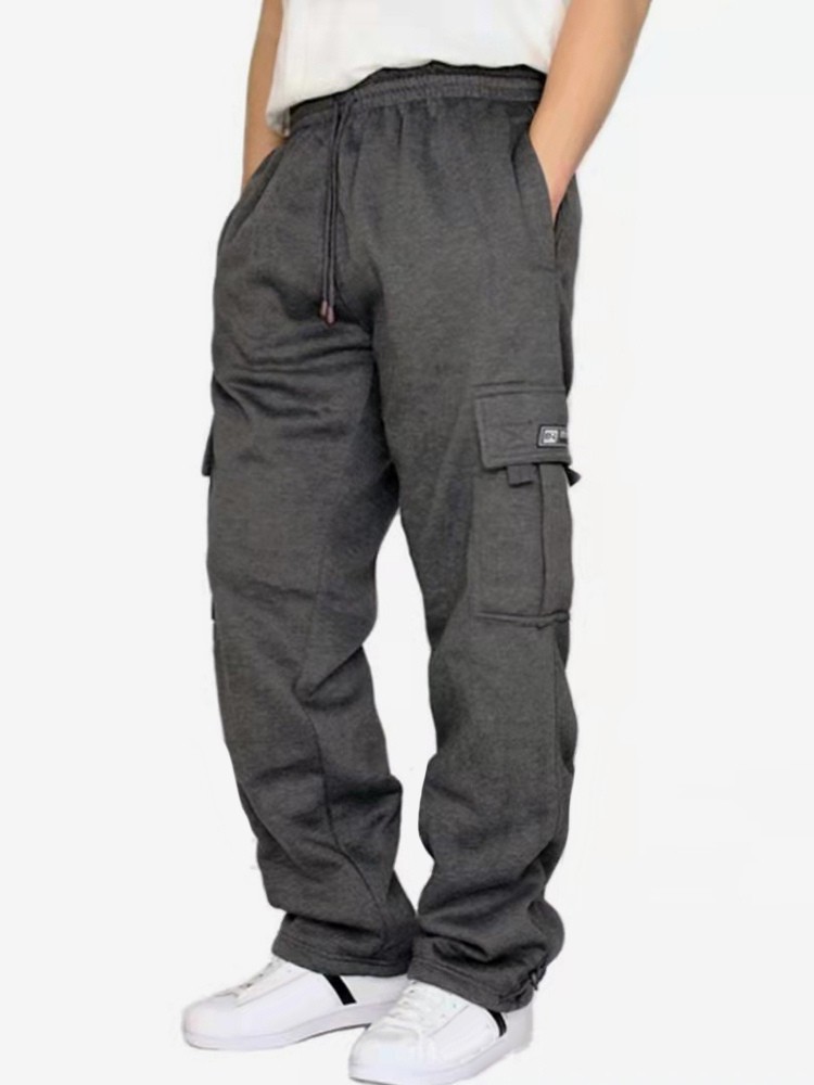 Herrenhose lässig übergroß natürliche Taille gerade Cargohose mit Taschen