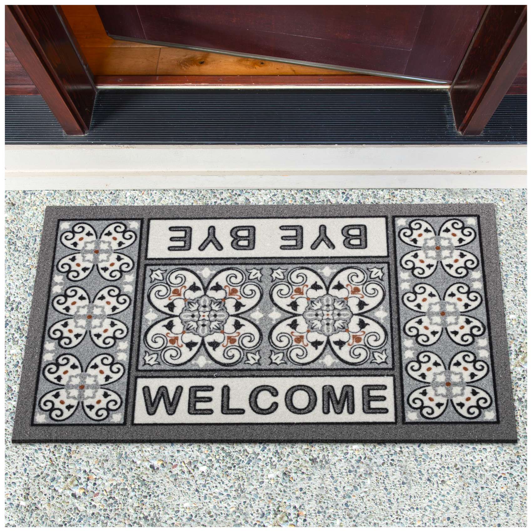 Schmutzfangmatte Fußmatte Türvorleger rutschfest Welcome Bye Bye 40x68cm