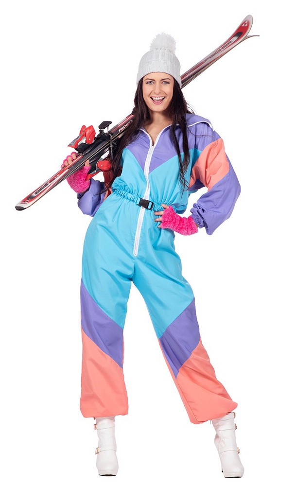 Retro Ski Anzug für Damen | 36 - Blau  | Wir machen Party.de |